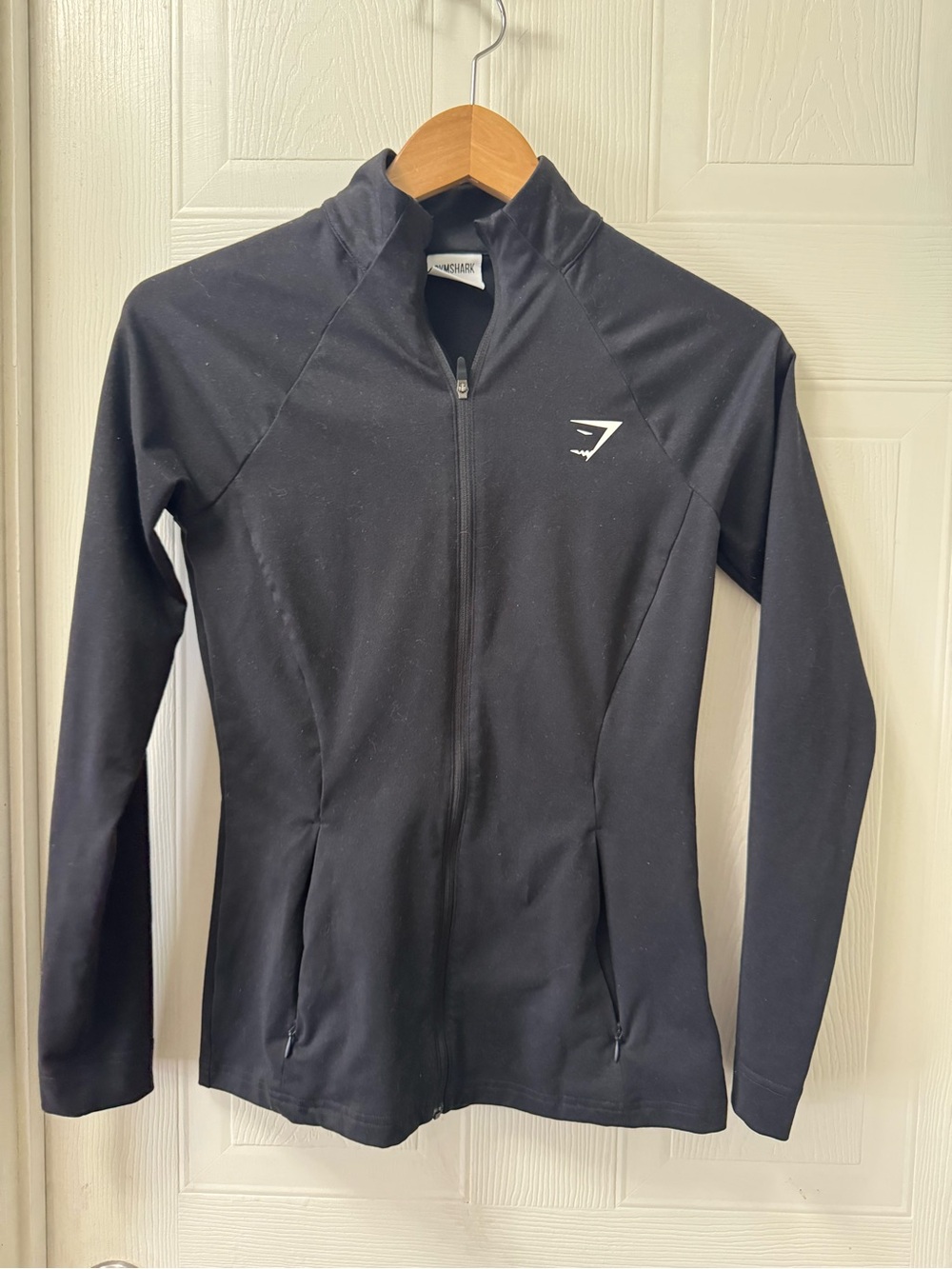 Gymshark Black Full-Zip Slim Fit Jacket with White Logo